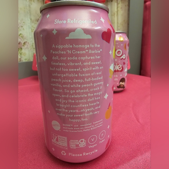 OLIPOP Barbie Limited Edition Peaches & Cream 12 fl oz A New Kind Of Soda - Picture 3 of 4